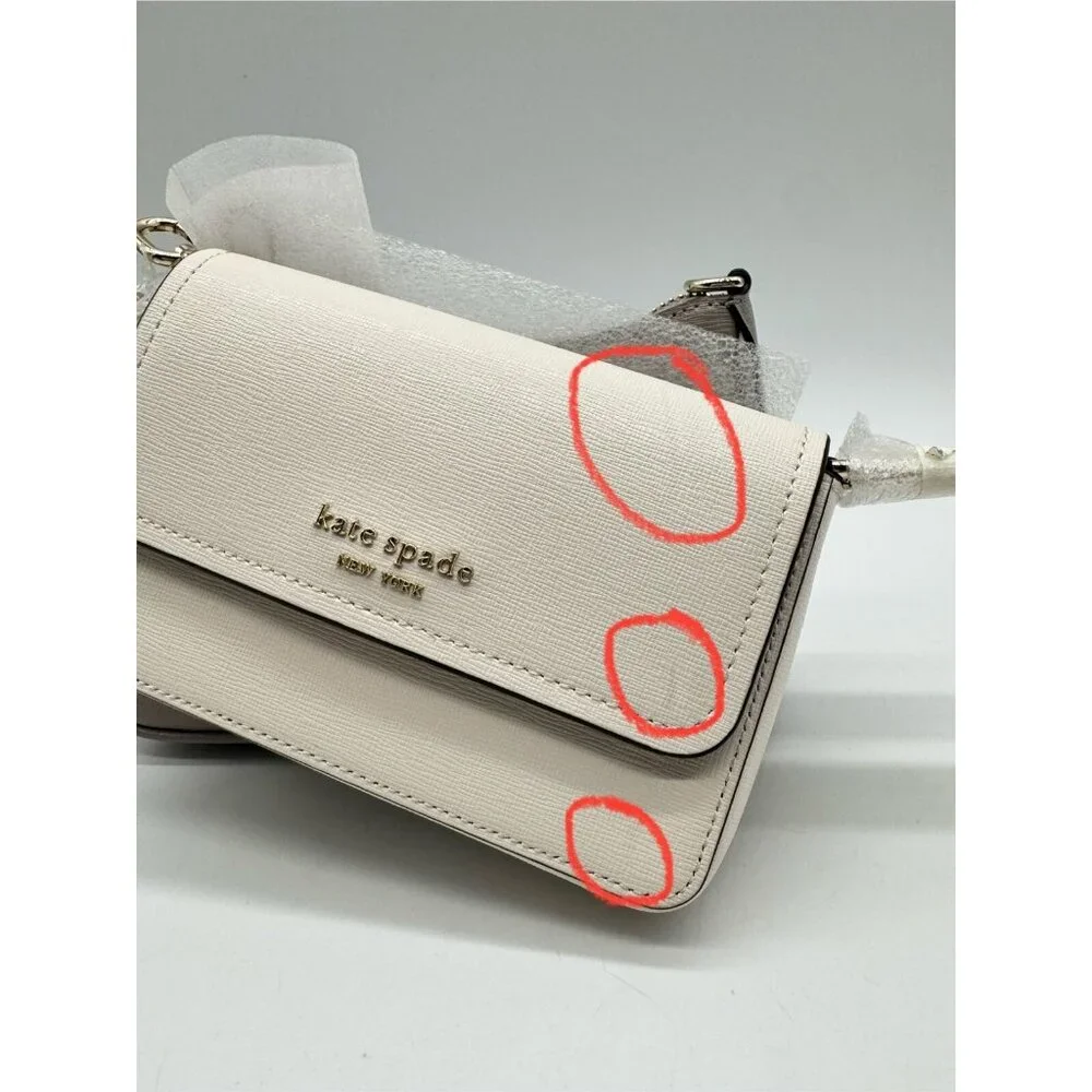 KATE SPADE NY Double Up leather crossbody + Dust bag  White/Gray (Defective)